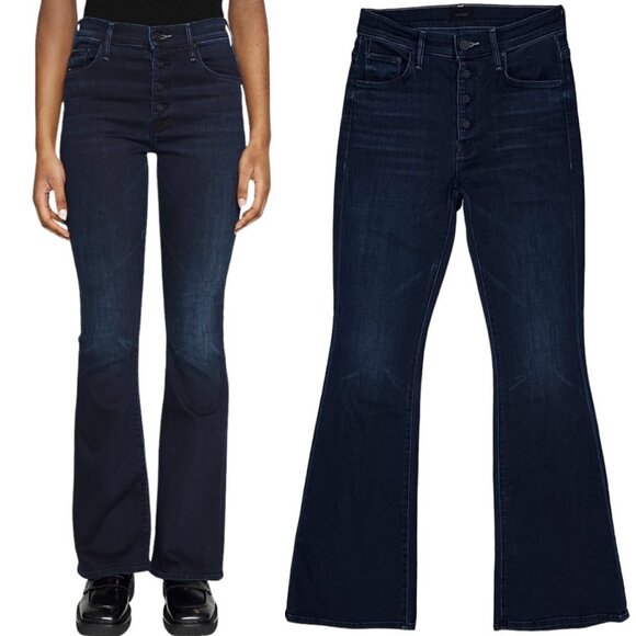 MOTHER Denim - Mother The Pixie Weekender Flare Jeans in Night Tripper Dark Denim Womens Sz 26
